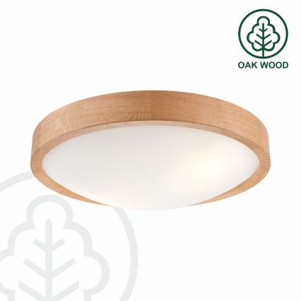 Brilagi - Φωτιστικό οροφής LED CARVALHO SLIM 2xE27/60W/230V δρυς διάμετρος 37 cm