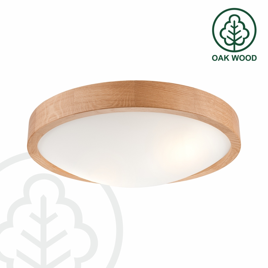 Brilagi - Φωτιστικό οροφής LED CARVALHO SLIM 2xE27/60W/230V δρυς διάμετρος 37 cm