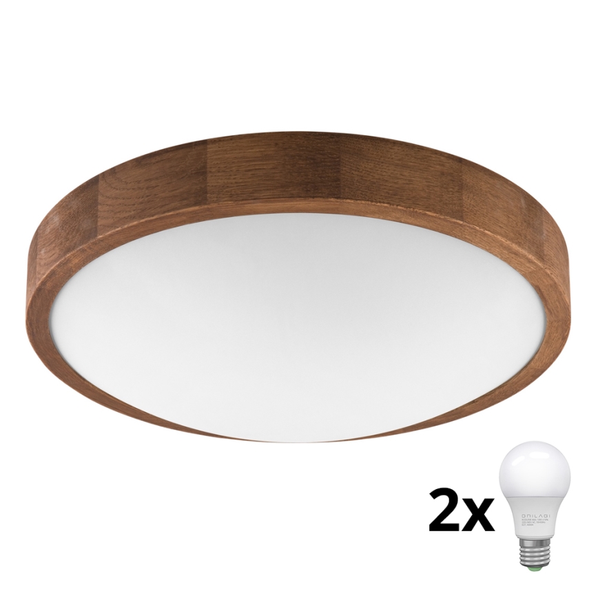 Brilagi - Φωτιστικό οροφής LED CARVALHO SLIM 2xE27/60W/230V δρυς κερασιά διάμετρος 37 cm