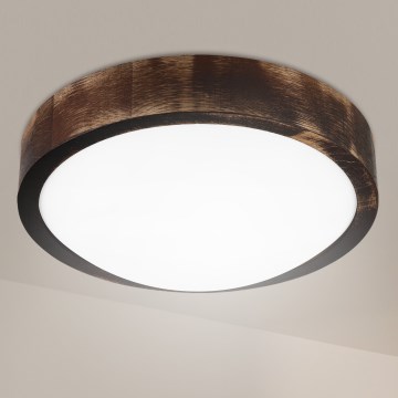 Brilagi - Φωτιστικό οροφής LED CARVALHO SLIM SMOKEY LED/20W/230V σε απόχρωση δρυός, διάμ. 27,5 εκ.