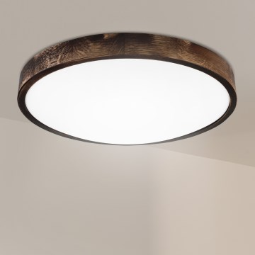 Brilagi - Φωτιστικό οροφής LED CARVALHO SLIM SMOKEY LED/36W/230V, φινίρισμα δρυός, διάμετρος 47,5 εκ.