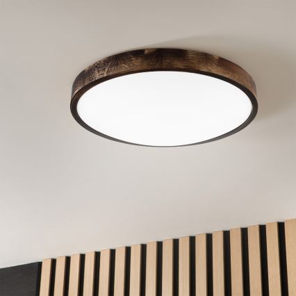 Brilagi - Φωτιστικό οροφής LED CARVALHO SLIM SMOKEY LED/36W/230V, φινίρισμα δρυός, διάμετρος 47,5 εκ.