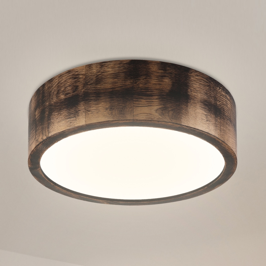 Brilagi - Φωτιστικό οροφής LED CARVALHO SMOKEY LED/20W/230V, φινίρισμα δρυός, διάμ. 27,5 εκ.