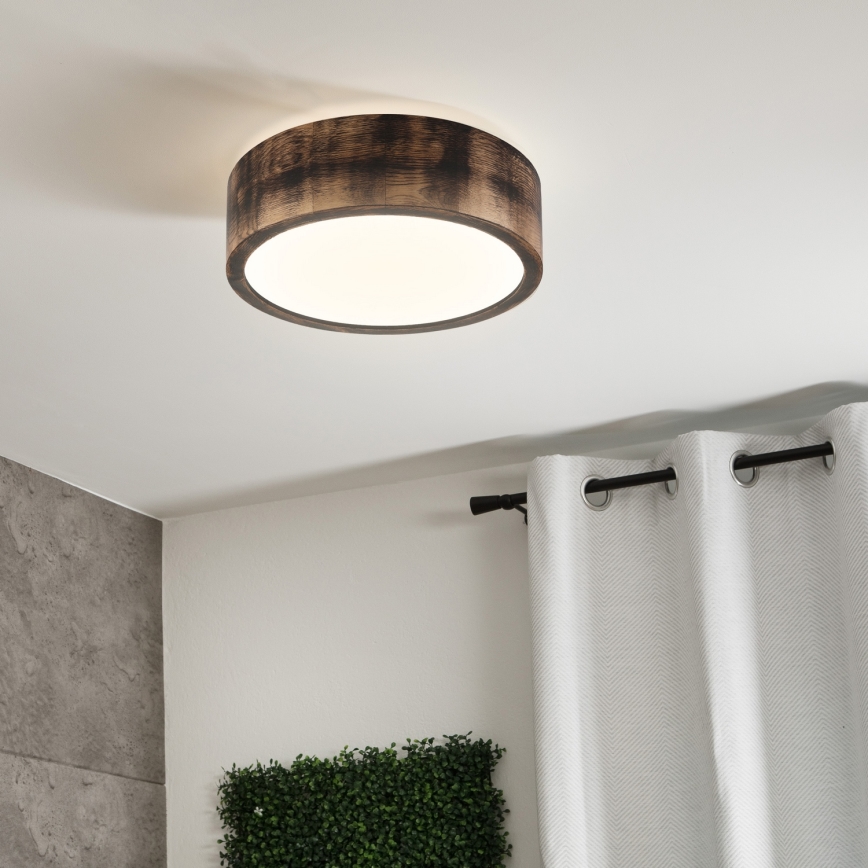 Brilagi - Φωτιστικό οροφής LED CARVALHO SMOKEY LED/20W/230V, φινίρισμα δρυός, διάμ. 27,5 εκ.