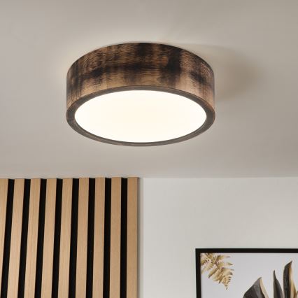 Brilagi - Φωτιστικό οροφής LED CARVALHO SMOKEY LED/20W/230V, φινίρισμα δρυός, διάμ. 27,5 εκ.