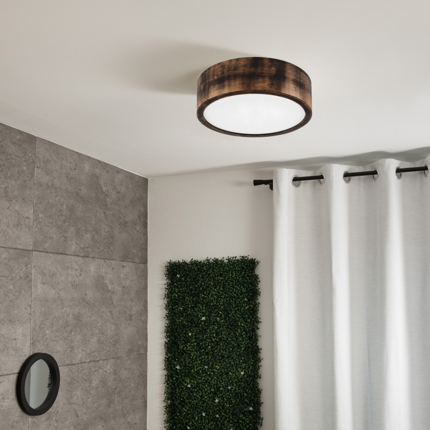 Brilagi - Φωτιστικό οροφής LED CARVALHO SMOKEY LED/20W/230V, φινίρισμα δρυός, διάμ. 27,5 εκ.