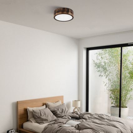 Brilagi - Φωτιστικό οροφής LED CARVALHO SMOKEY LED/20W/230V, φινίρισμα δρυός, διάμ. 27,5 εκ.