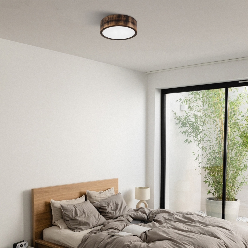 Brilagi - Φωτιστικό οροφής LED CARVALHO SMOKEY LED/20W/230V, φινίρισμα δρυός, διάμ. 27,5 εκ.