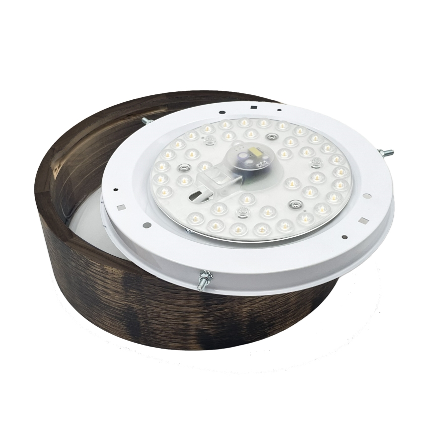 Brilagi - Φωτιστικό οροφής LED CARVALHO SMOKEY LED/20W/230V, φινίρισμα δρυός, διάμ. 27,5 εκ.