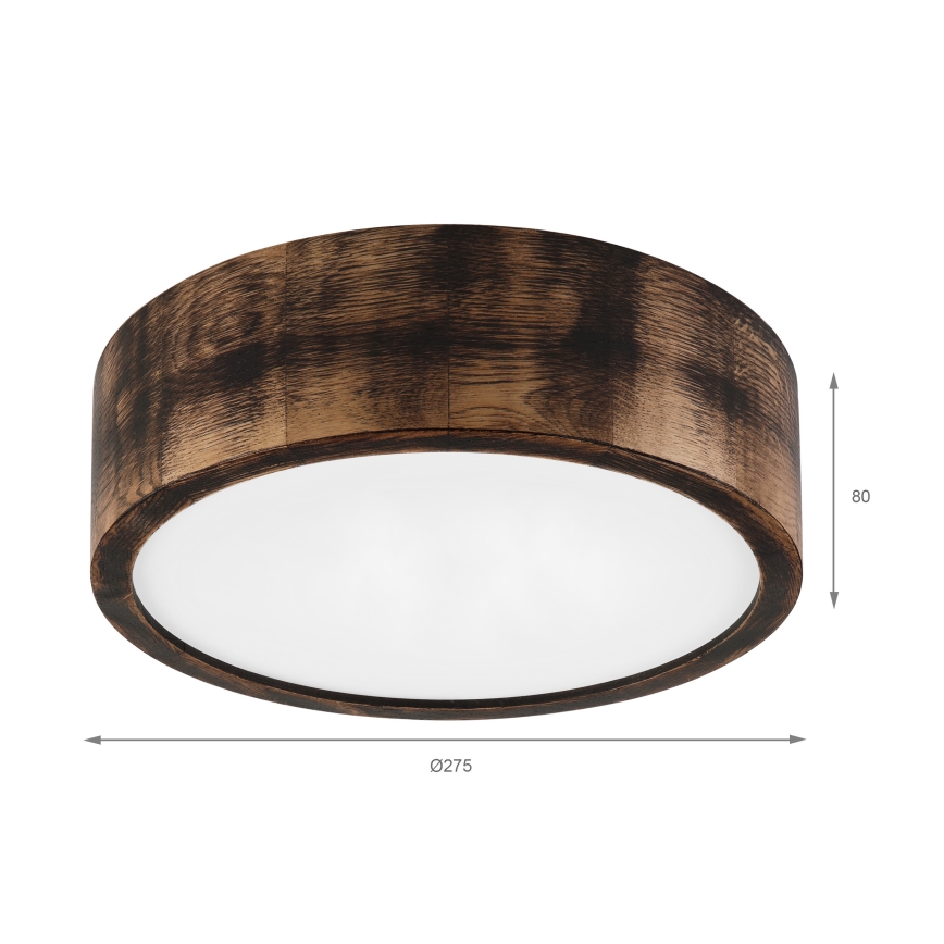 Brilagi - Φωτιστικό οροφής LED CARVALHO SMOKEY LED/20W/230V, φινίρισμα δρυός, διάμ. 27,5 εκ.