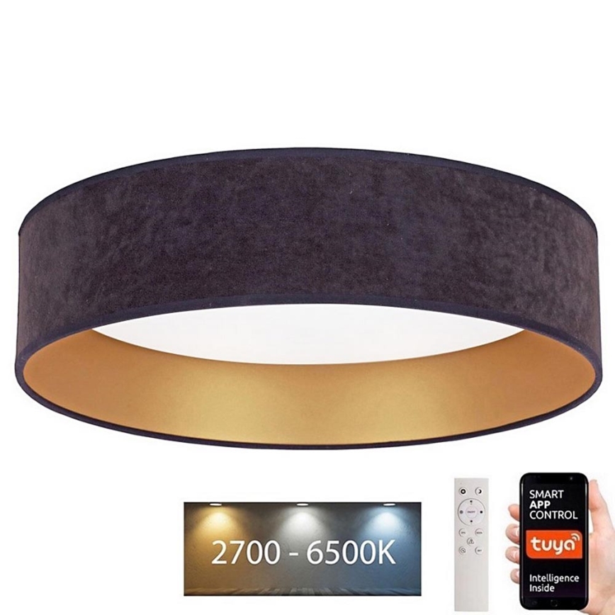 Brilagi - Φωτιστικό οροφής LED Dimmable VELVET SMART LED/24W/230V δ. 45 cm 2700-6500K Wi-Fi Tuya γκρι/χρυσό + τηλεχειριστήριο