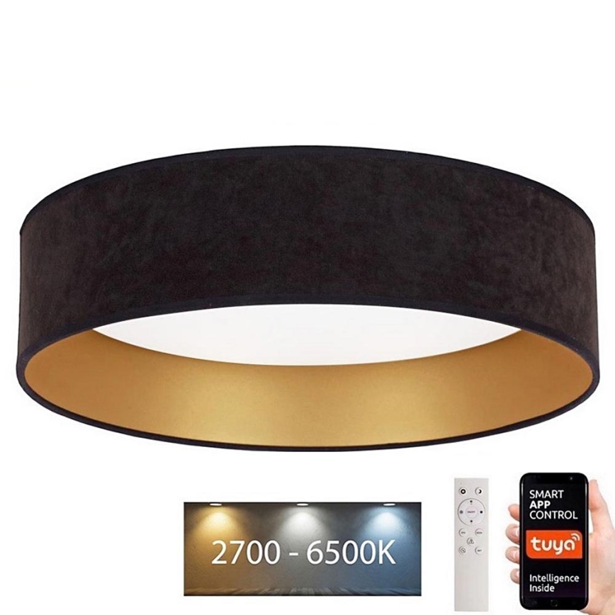 Brilagi - Φωτιστικό οροφής LED Dimmable VELVET SMART LED/24W/230V δ. 45 cm 2700-6500K Wi-Fi Tuya μαύρο/χρυσό + τηλεχειριστήριο