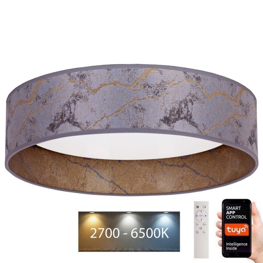 Brilagi - Φωτιστικό οροφής LED Dimmable VELVET SMART LED/36W/230V δ. 55 cm 2700-6500K Wi-Fi Tuya γκρι/χρυσό + τηλεχειριστήριο