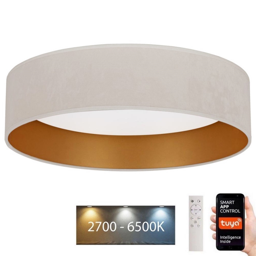 Brilagi - Φωτιστικό οροφής LED Dimmable VELVET SMART LED/36W/230V δ. 55 cm 2700-6500K Wi-Fi Tuya κρεμ/χρυσό + τηλεχειριστήριο