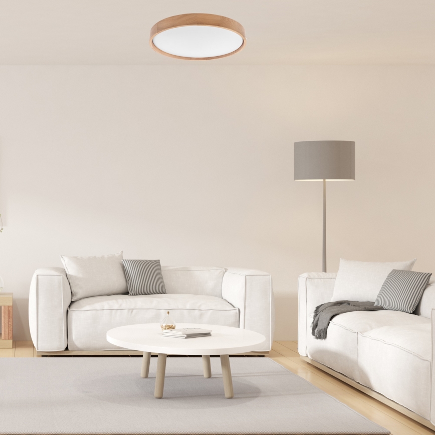 Brilagi - LED Dimmable φωτιστικό οροφής MANAROLA SMART LED/36W/230V 2700-6500K δρυς διάμετρος 51 cm Wi-Fi + τηλεχειριστήριο Tuya