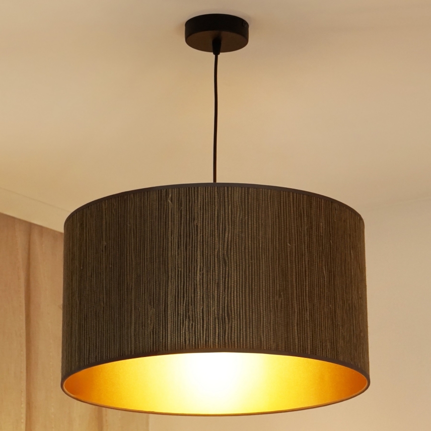 Brilagi - Φωτιστικό οροφής με καλώδιο BOSTON ROLLER 1xE27/15W/230V διάμ. 45 εκ. καφέ/χρυσό ψάθα