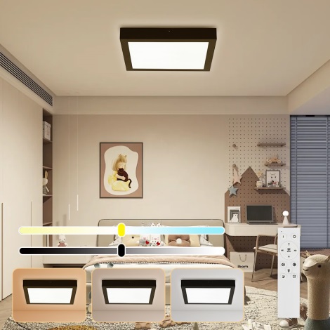 Brilagi - Φωτιστικό οροφής μπάνιου dimming LED FRAME SMART LED/24W/230V 3000-6000K IP44 μαύρο + τηλεχειριστήριο