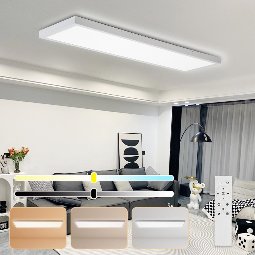 Brilagi - Φωτιστικό οροφής μπάνιου dimming LED FRAME SMART LED/50W/230V 30x120 cm 3000-6000K IP44 λευκό + τηλεχειριστήριο