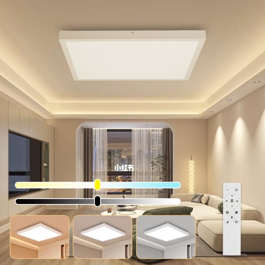 Brilagi - Φωτιστικό οροφής μπάνιου dimming LED FRAME SMART LED/50W/230V 60x60 cm 3000-6000K IP44 λευκό + τηλεχειριστήριο