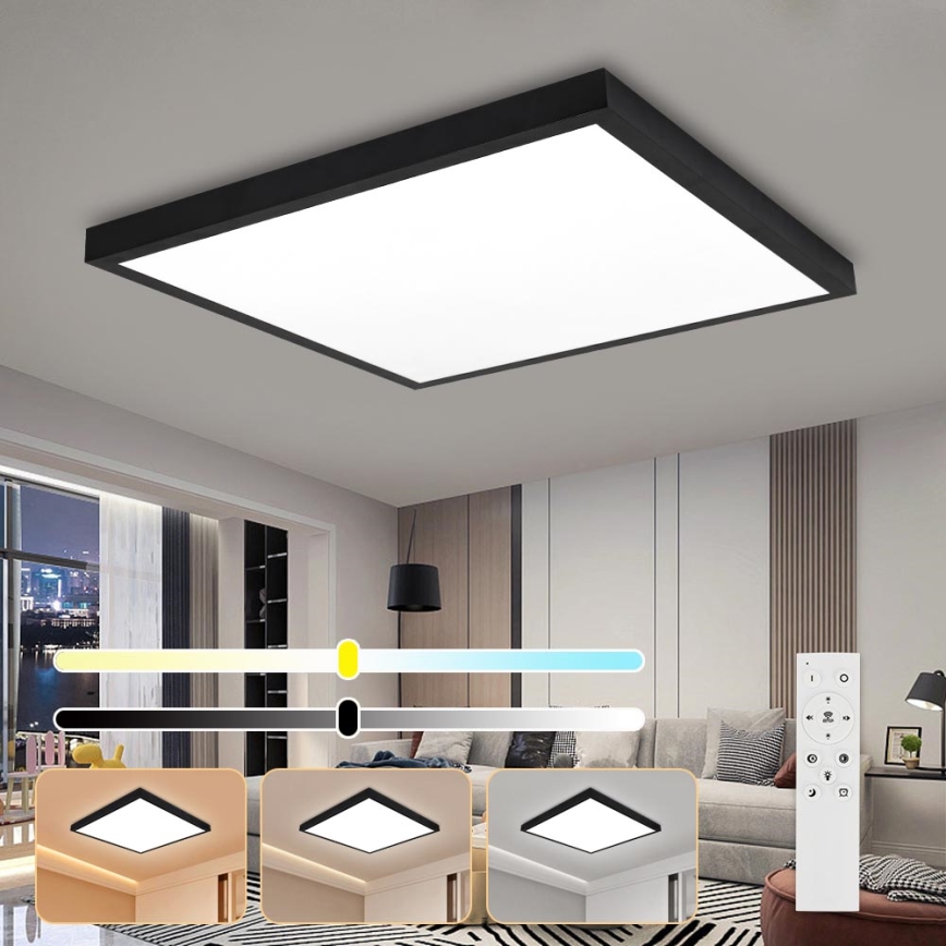 Brilagi - Φωτιστικό οροφής μπάνιου dimming LED FRAME SMART LED/50W/230V 60x60 cm 3000-6000K IP44 μαύρο + τηλεχειριστήριο