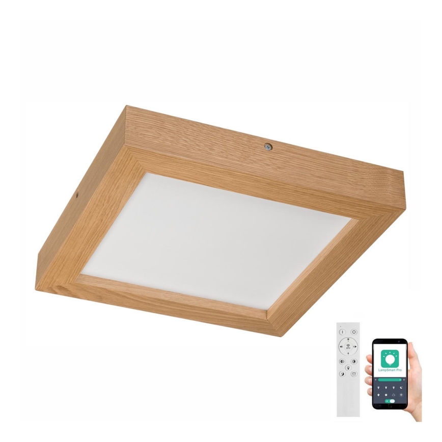 Brilagi - Φωτιστικό οροφής μπάνιου dimming LED WOODY FRAME LED/24W/230V δρυς 30x30 cm 3000-6000K IP44 + τηλεχειριστήριο