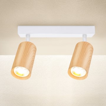 Brilagi - Φωτιστικό σποτ SELE 2xGU10/30W/230V λευκό/δρύινο ντεκόρ