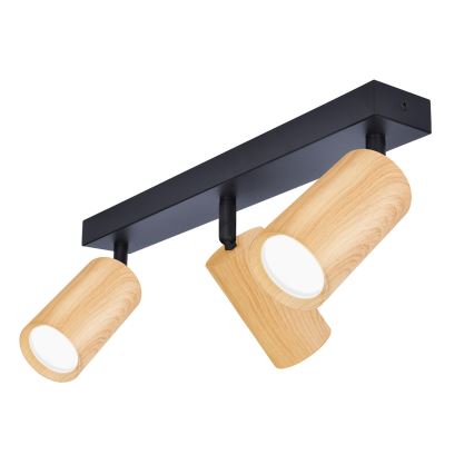 Brilagi - Φωτιστικό σποτ SELE 3xGU10/30W/230V μαύρο/δρύινο ντεκόρ