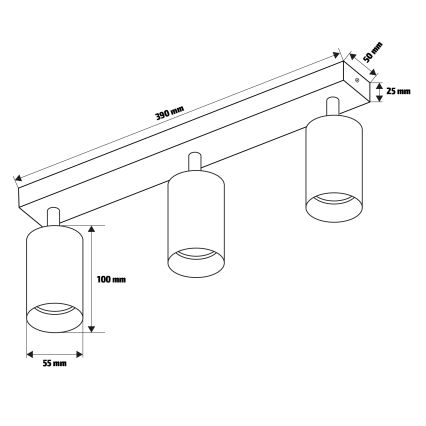 Brilagi - Φωτιστικό σποτ SELE 3xGU10/30W/230V μαύρο/χρυσαφί