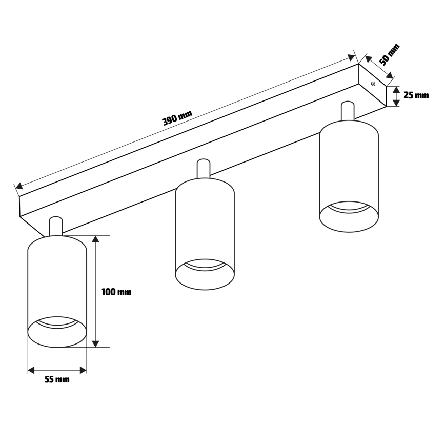 Brilagi - Φωτιστικό σποτ SELE 3xGU10/30W/230V μαύρο/χρυσαφί