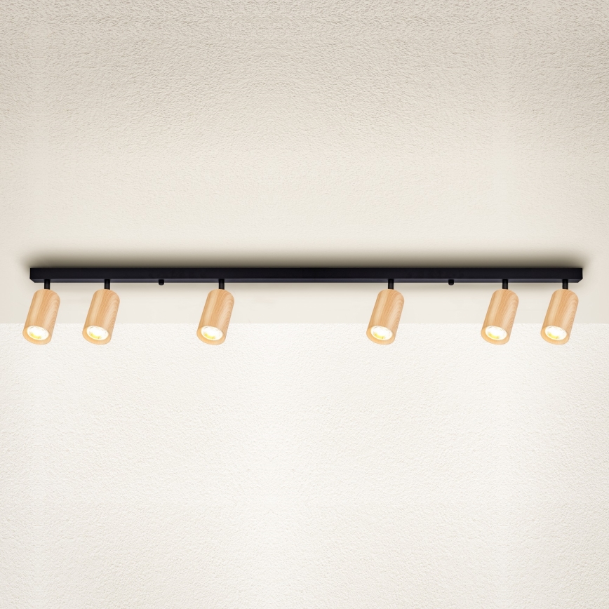 Brilagi - Φωτιστικό σποτ SELE 6xGU10/30W/230V μαύρο/δρύινο ντεκόρ
