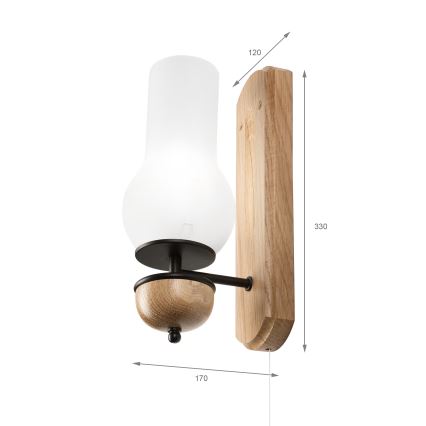 Brilagi - Φωτιστικό τοίχου COTTAGE 1xE14/40W/230V δρυς/λευκό