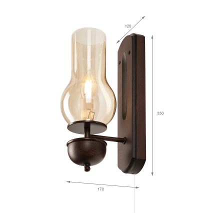 Brilagi - Φωτιστικό τοίχου COTTAGE 1xE14/40W/230V οξιά/καφέ
