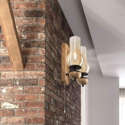 Brilagi - Φωτιστικό τοίχου COTTAGE 2xE14/40W/230V δρυς/καφέ