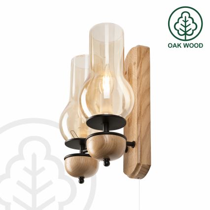 Brilagi - Φωτιστικό τοίχου COTTAGE 2xE14/40W/230V δρυς/καφέ