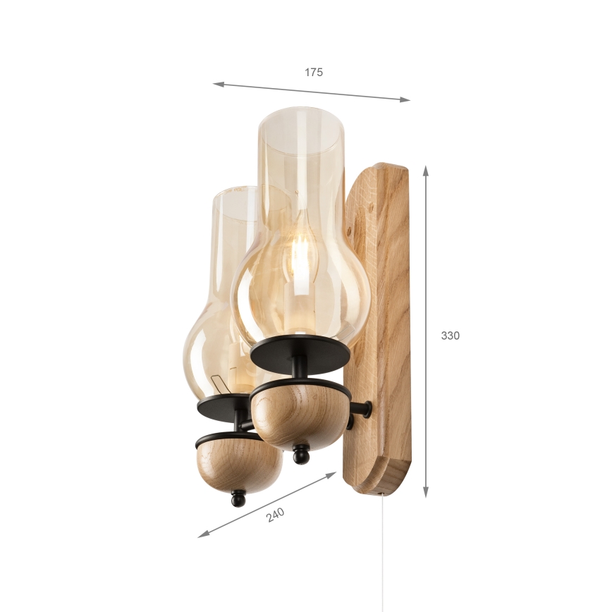 Brilagi - Φωτιστικό τοίχου COTTAGE 2xE14/40W/230V δρυς/καφέ