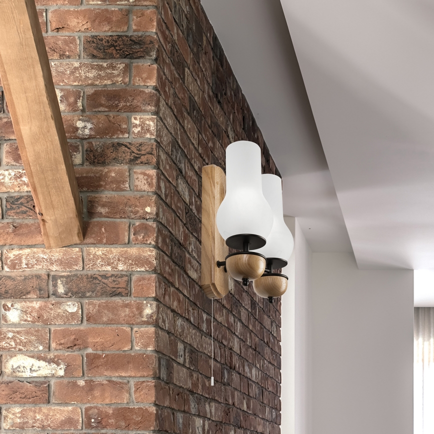 Brilagi - Φωτιστικό τοίχου COTTAGE 2xE14/40W/230V δρυς/λευκό