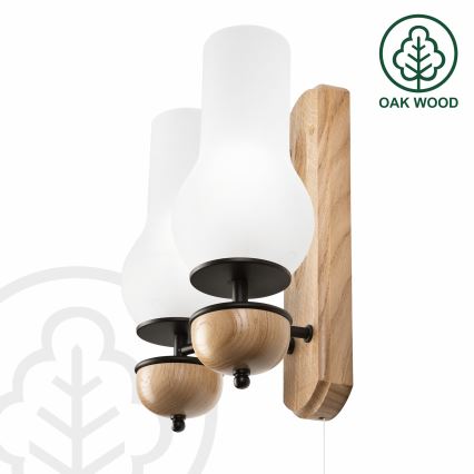 Brilagi - Φωτιστικό τοίχου COTTAGE 2xE14/40W/230V δρυς/λευκό