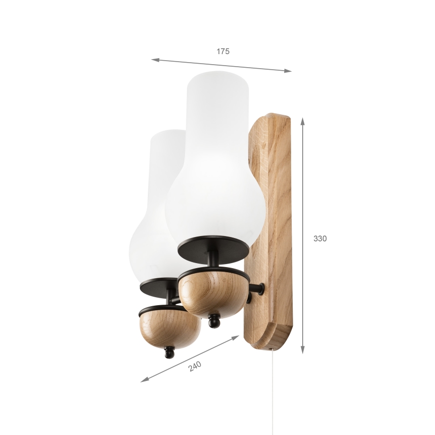 Brilagi - Φωτιστικό τοίχου COTTAGE 2xE14/40W/230V δρυς/λευκό