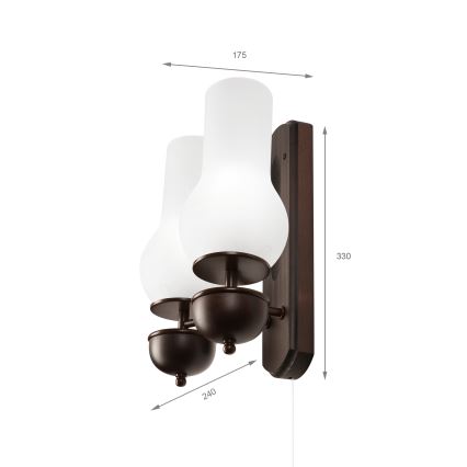 Brilagi - Φωτιστικό τοίχου COTTAGE 2xE14/40W/230V οξιά/λευκό