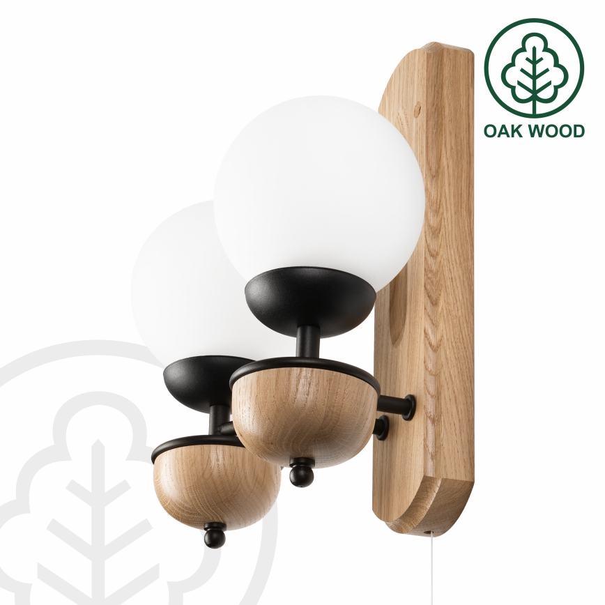 Brilagi - Φωτιστικό τοίχου COTTAGE 2xG9/40W/230V δρυς/λευκό