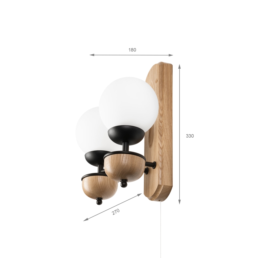 Brilagi - Φωτιστικό τοίχου COTTAGE 2xG9/40W/230V δρυς/λευκό