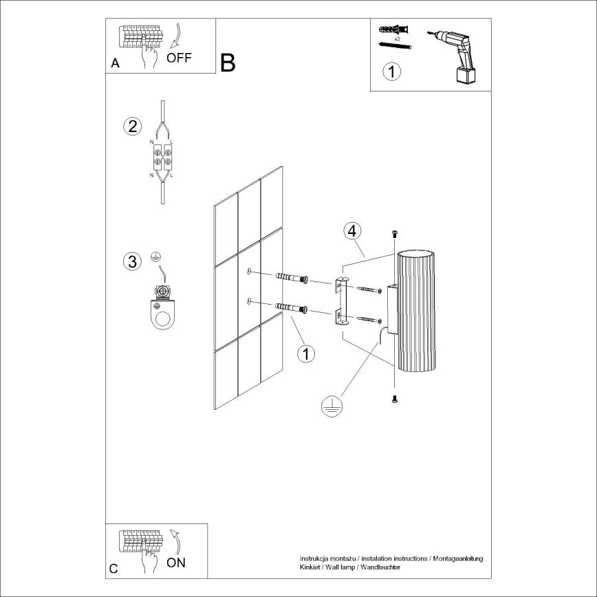 Brilagi - Φωτιστικό τοίχου CRESTO 2xGU10/10W/230V 20 cm μαύρο