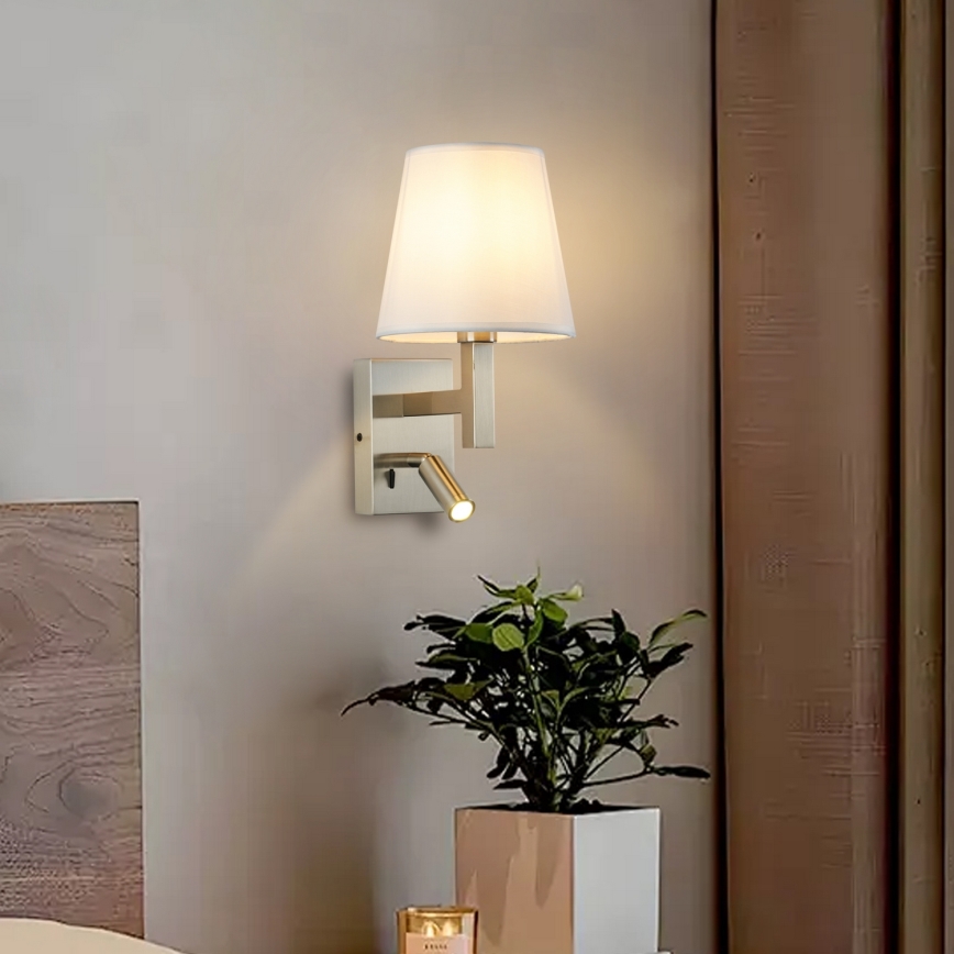 Brilagi - Φωτιστικό τοίχου LED DEYA 1xE14/40W/230V + LED/3W λευκό/ματ χρώμιο