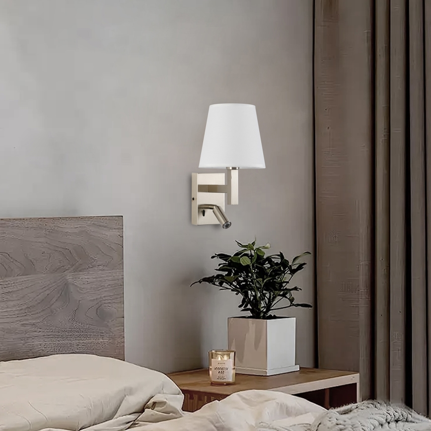 Brilagi - Φωτιστικό τοίχου LED DEYA 1xE14/40W/230V + LED/3W λευκό/ματ χρώμιο