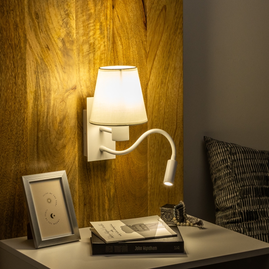 Brilagi - LED Εύκαμπτο φωτιστικό τοίχου NUBILA 1xE27/25W/230V + LED/3W λευκό