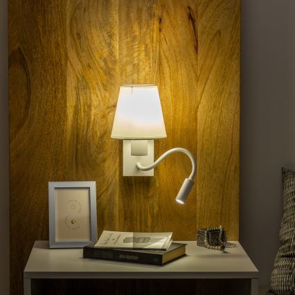 Brilagi - LED Εύκαμπτο φωτιστικό τοίχου NUBILA 1xE27/25W/230V + LED/3W λευκό