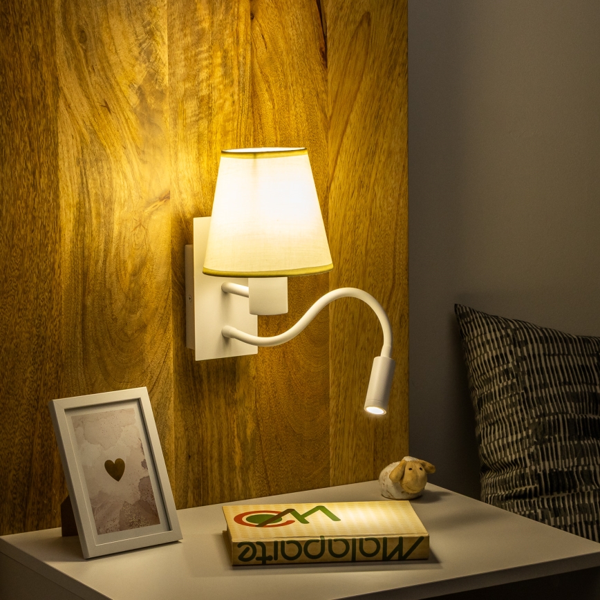 Brilagi - LED Εύκαμπτο φωτιστικό τοίχου NUBILA 1xE27/25W/230V + LED/3W λευκό/κρεμ