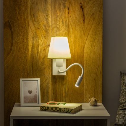 Brilagi - LED Εύκαμπτο φωτιστικό τοίχου NUBILA 1xE27/25W/230V + LED/3W λευκό/κρεμ