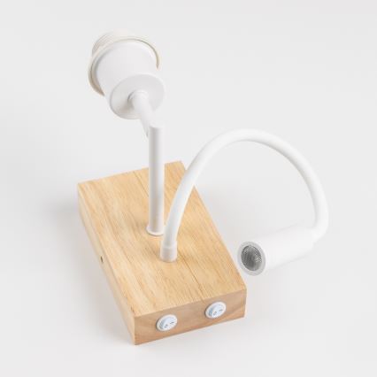 Brilagi - LED Εύκαμπτο φωτιστικό τοίχου NUBILA WOOD 1xE27/25W/230V + LED/3W δρυς/ανοιχτό καφέ