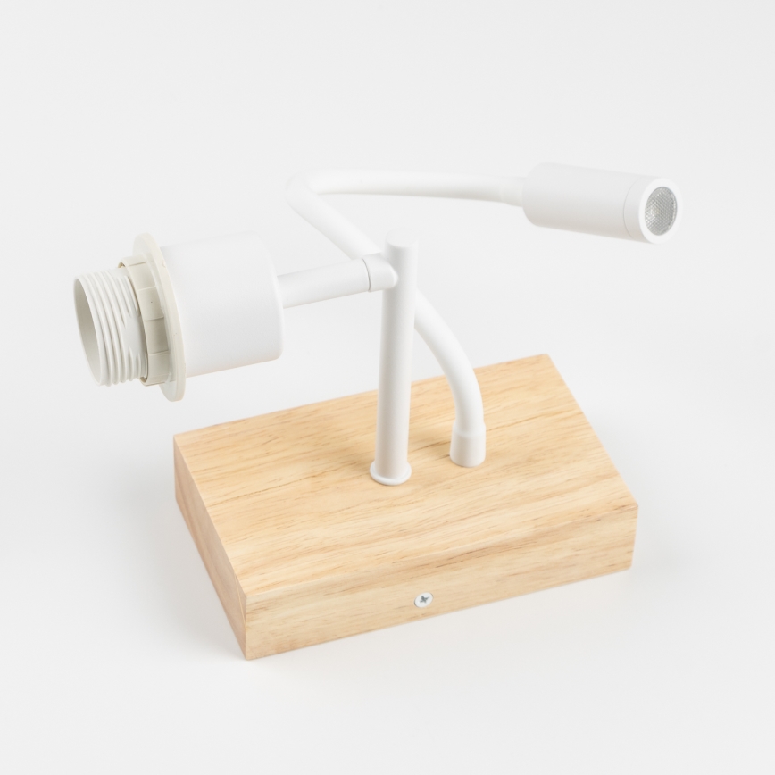 Brilagi - LED Εύκαμπτο φωτιστικό τοίχου NUBILA WOOD 1xE27/25W/230V + LED/3W δρυς/ανοιχτό καφέ